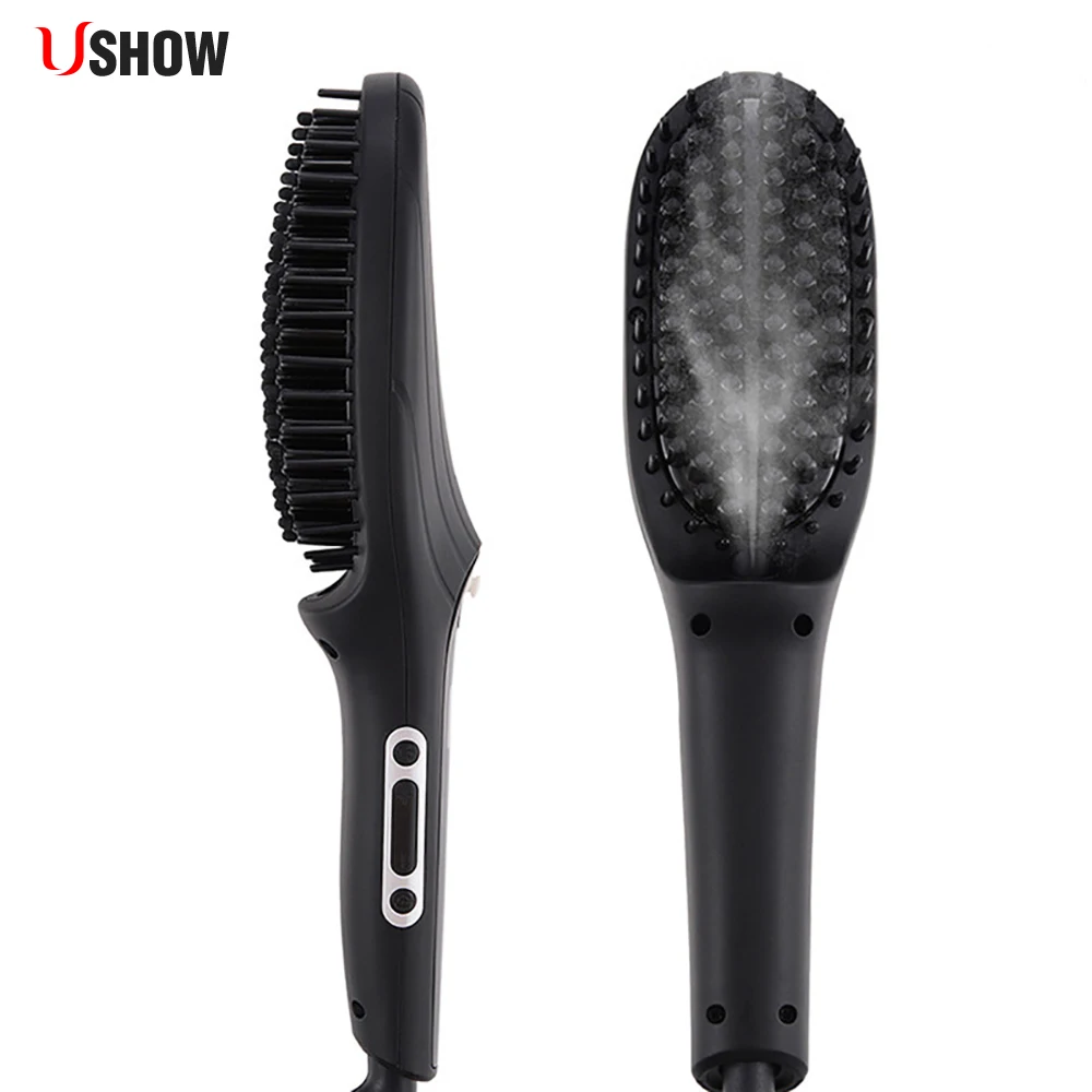 

Electric LCD Display Steam Ceramic Hair Straightener Brush Automatic Spray Straight Hair Comb Straightening Tool beauty