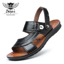 Desai бренд мужские сандалии летние натуральная кожа пляжная обувь мужские повседневные кожаные на толстой подошве Нескользящие сандалии тапочки