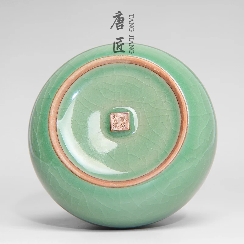 Longquan Celadon чайная коробка, чайная банка, керамическая фарфоровая чайная банка, керамическая чайная бочка, герметичный резервуар для хранения чая caddy