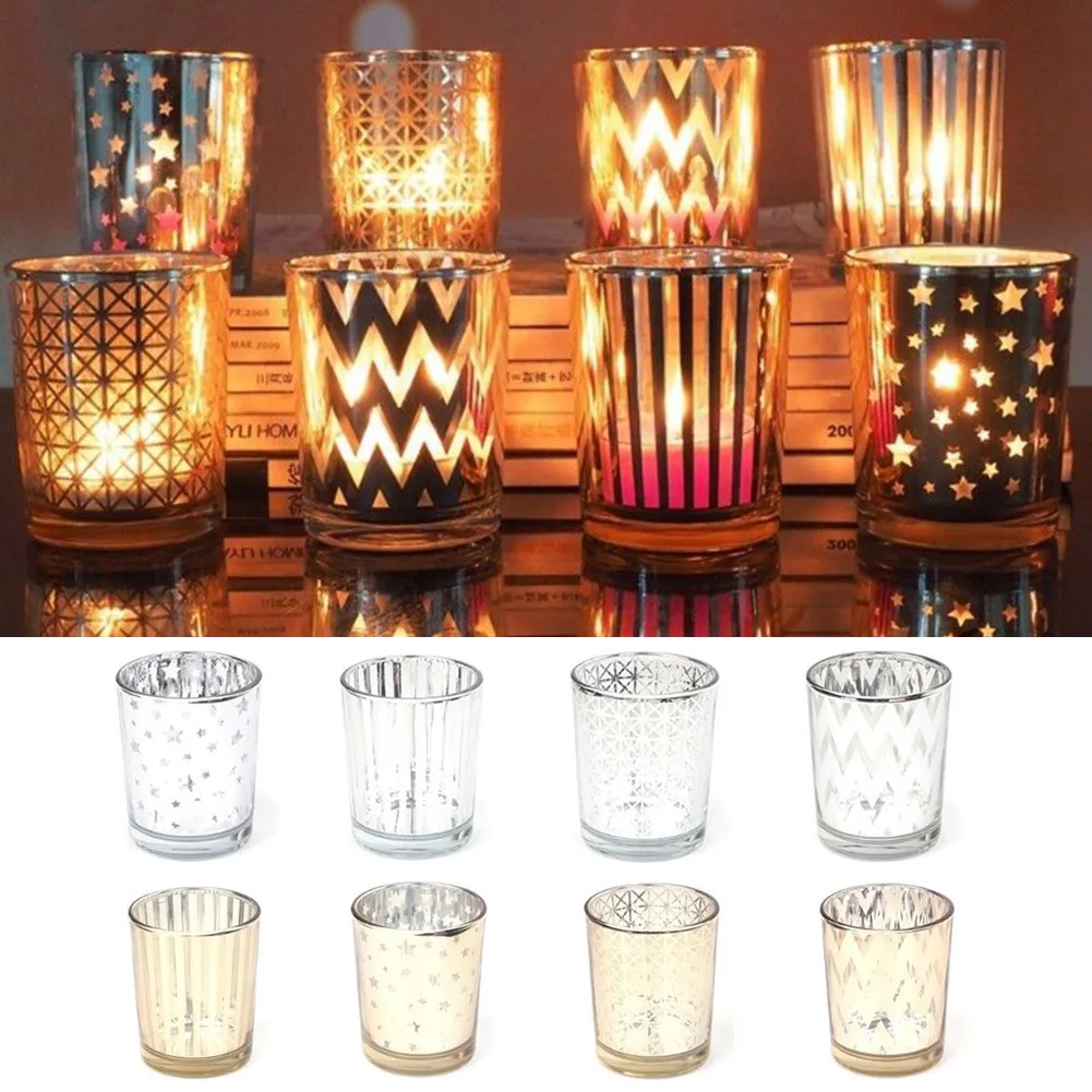 Mosaic Glass Candle Cups Holders Tealight Votive Cup For Wedding Home