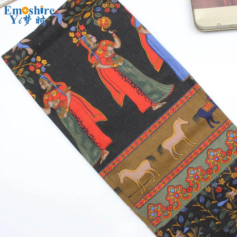 Emoshire Happy tree canvas hand cloth curtains color pencil case men and women pen bag roll stationery (1)