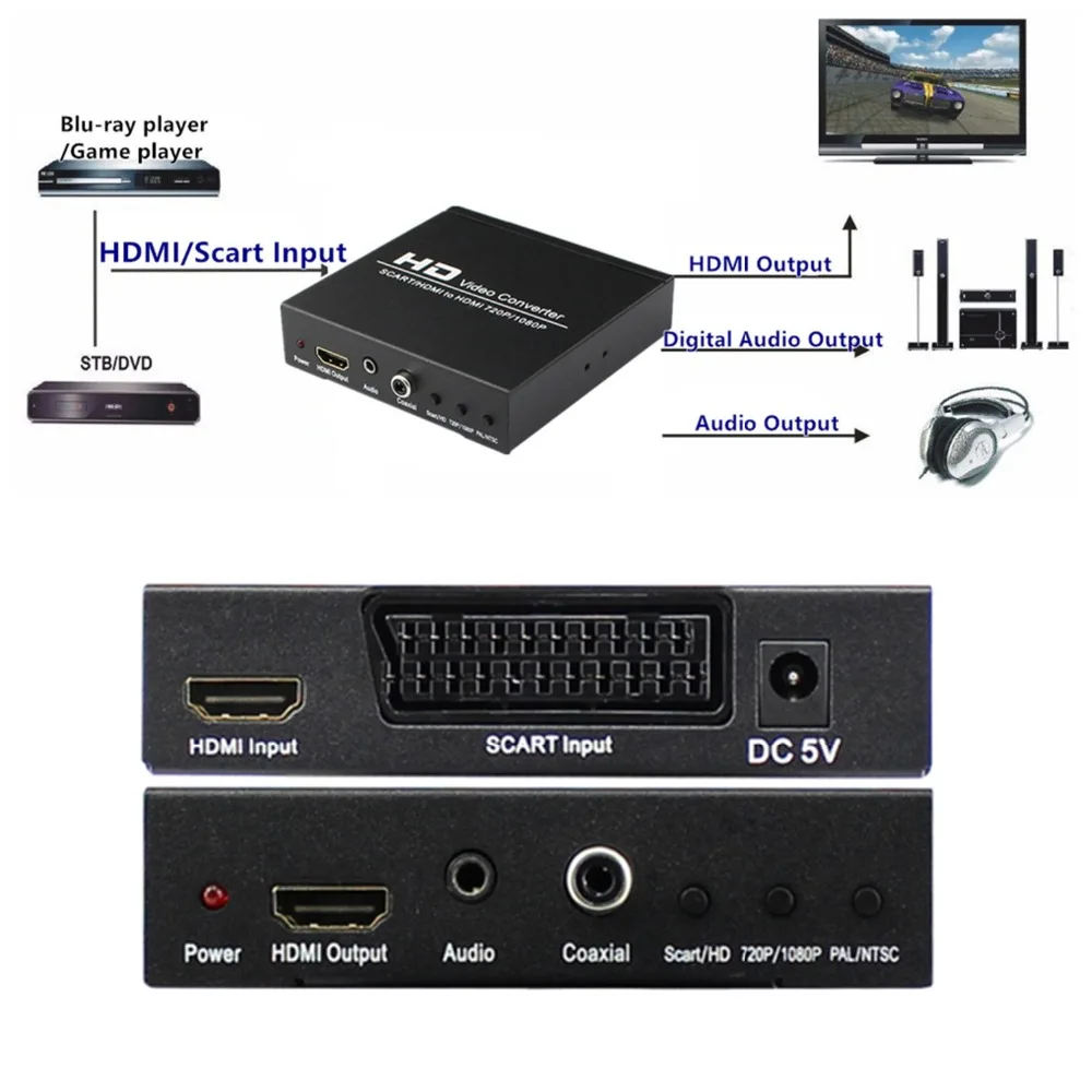 Из SCART в HDMI конвертер адаптер Upscaler + полный HDMI1080p аудио/коаксиальный выходной