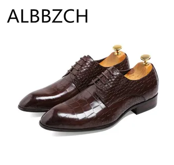 

New men's derby dress shoes business office career work shoes men oxford designer cow leather pointed toe lace-up wedding shoes