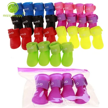 

4Pcs/Lot S-XXL Summer Pet Dog Shoes Waterproof Rain Pet Shoes for Dog Puppy Rubber Boots Portable Durable Puppy Shoes Pet Produc