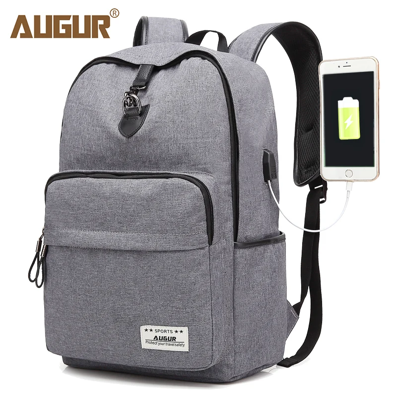 Kaufen AUGUR Mode Marke Rucksäcke Anti dieb USB Lade Männer Frauen Casual Bag Reise Teenager Student Schule Laptop Zurück pack