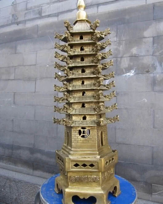 

song voge gem S1518 Tibet Folk Buddhism Brass Nine floor Dragon Head Buddha stupa pagoda