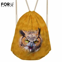 FORUDESIGNS/Мужская 3D Сова сумка со стягивающим шнурком и напечатанным текстом для подростков модный карман для хранения для мальчиков классный школьный рюкзак Bolsos Mujer