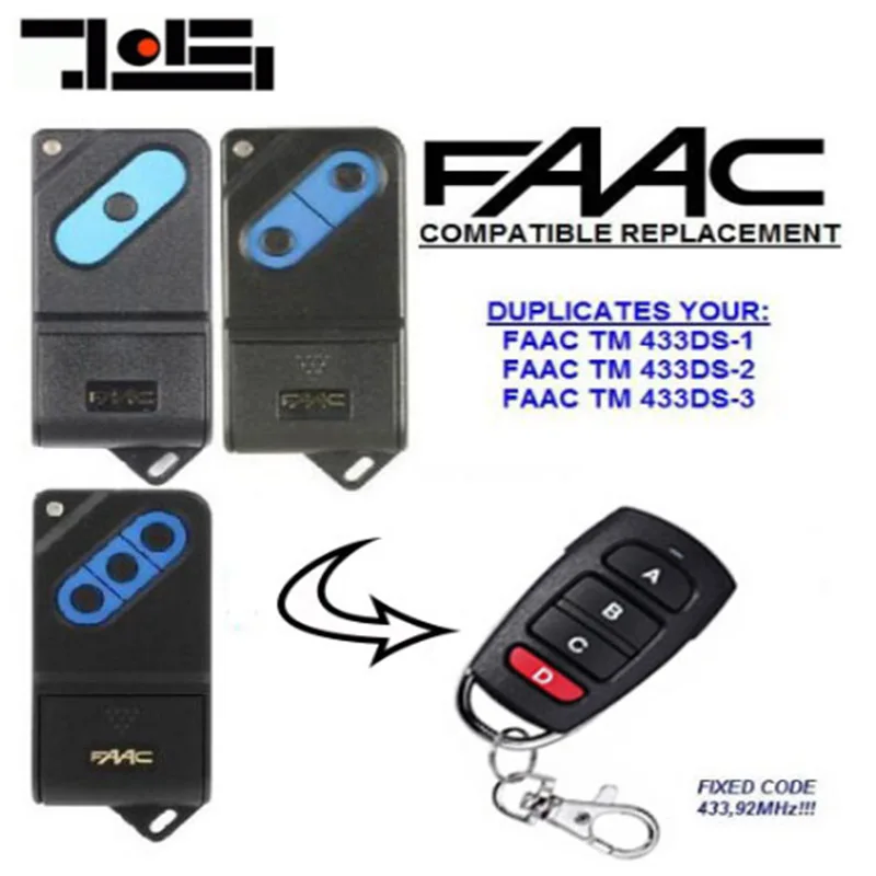 

For FAAC TM 433DS-1, TM 433DS-2, TM 433DS-3 fixed code 433mhz