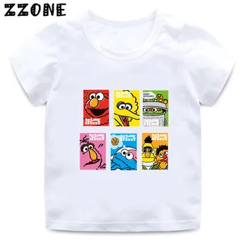 

Boys and Girls The Sesame Street Cartoon Print T shirt Kids Cookie Monster and Elmo Funny Clothes Baby Summer T-shirt,ooo5255