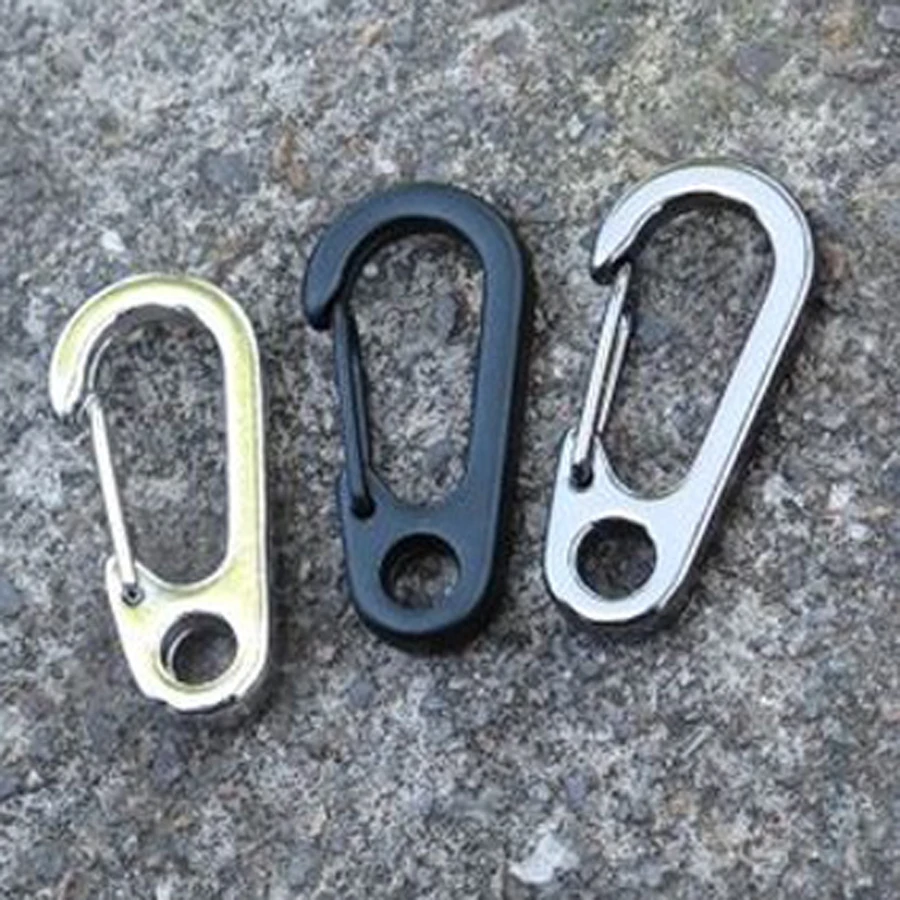 

Outdoor camping EDC Gear stainless steel key chain quick release mini spring hanging buckle Clasps Clips Hook climbing tool J076
