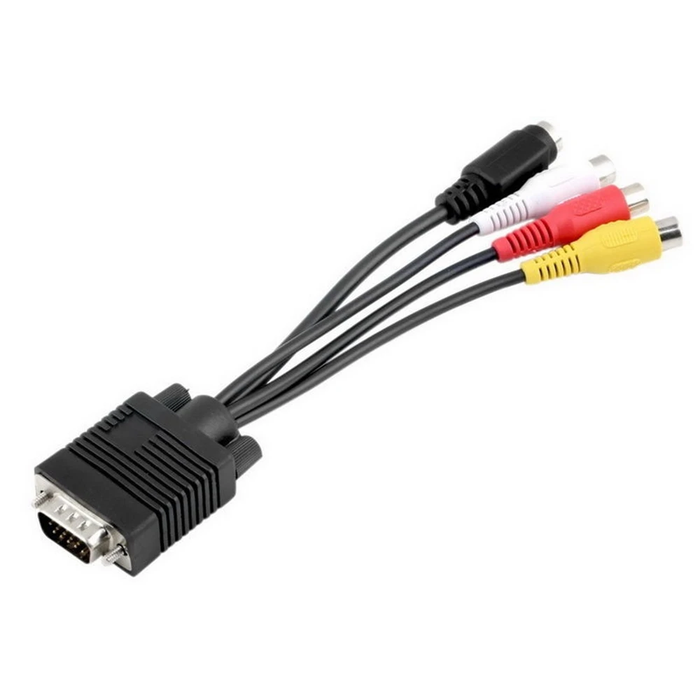 1 шт. VGA Video TV Out S AV и 3 RCA Женский конвертер кабель адаптер Черный Прочный горячая