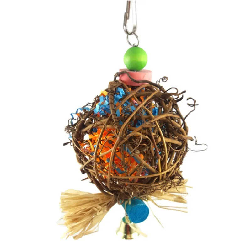 Parrots Natural Rattan Ball Cage Toy Preening Toy for Bird Parrot