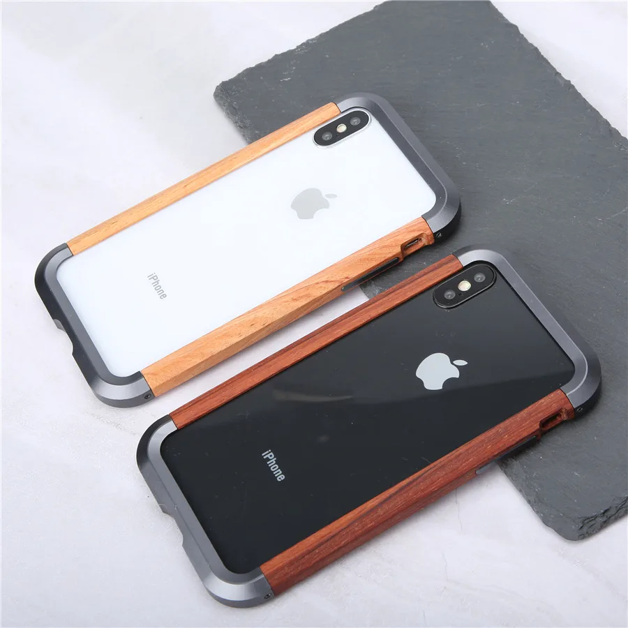 Phone Case For iPhone 11 11 Pro 11 Pro Max Luxury Hard Metal Aluminum Wood Protective Bumper Phone Case for iPhone XS X