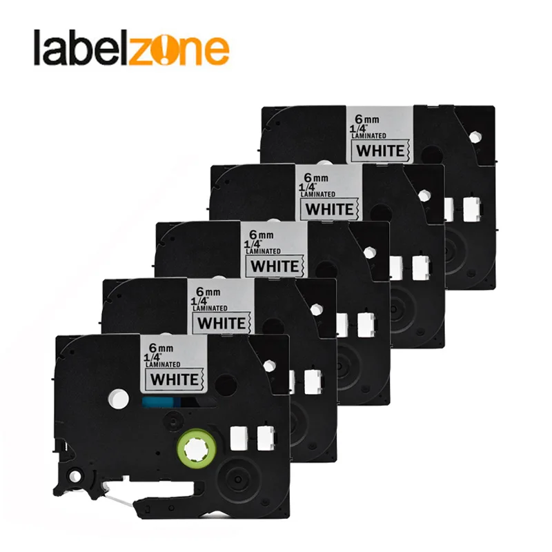 5pcs 6mm Black on white tze211 Compatible Brother p-touch printers tze-211 tz211 tz-211 tz tze 211 label tape for ptouch | Компьютеры и