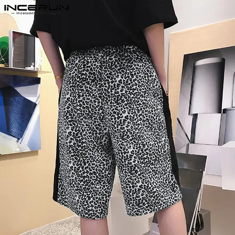 INCERUN, повседневные мужские шорты с леопардовым принтом, свободные, в стиле хип-хоп, уличная одежда, модные мужские шорты Harajuku