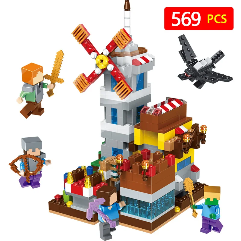 

My World Windmill castle Building Blocks Castle Kids Toys Gift Compatible LegoINGLYS Minecrafted City Building Blocks