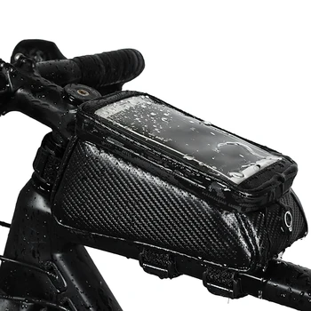 

Bicycle Handlebar Bag Touch Screen Transparent Film Rainproof Waterproof Outdoor Sports Cycling Top Front Tube Frame Black Bags
