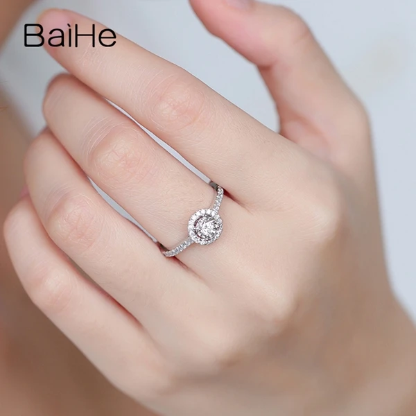 BAIHE, 14 к, белое золото, всего 0.33ct, сертифицировано H/SI, натуральные бриллианты, обручальное кольцо для женщин, модное Ювелирное кольцо