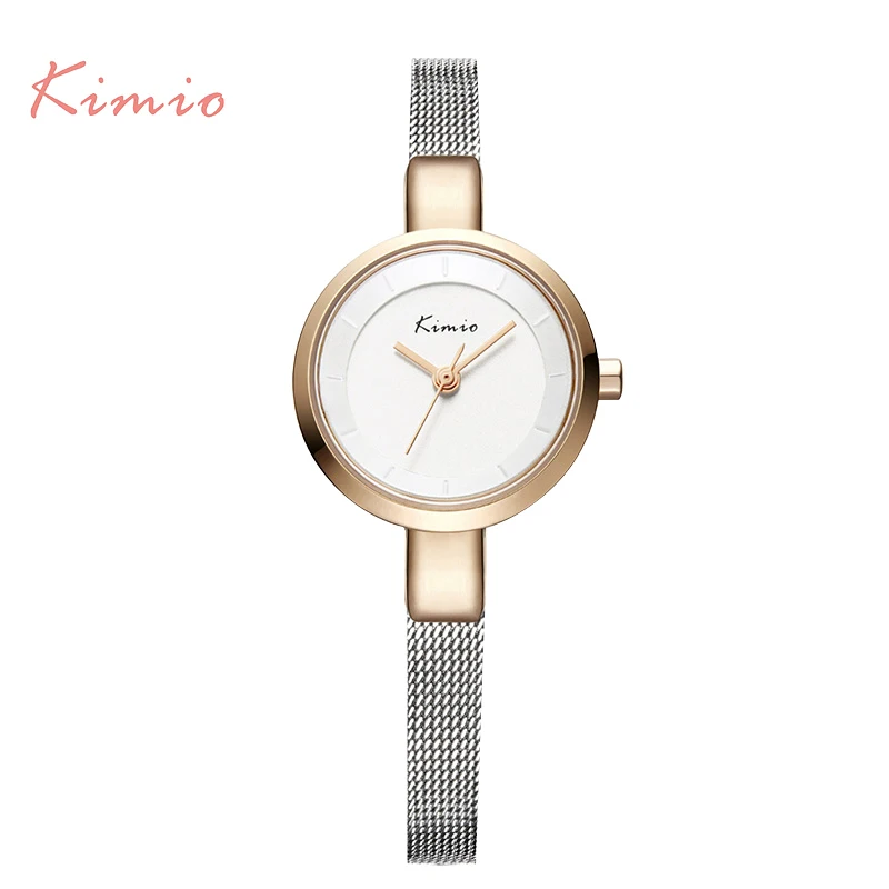 KIMIO Simple Ladies Watch Women Stainless Steel Bracelet Woven Mesh Band Quartz Woman Watch 2018 Luxury Famous Brand Casual Sale