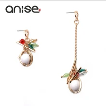 Anise длинные серьги-цепочки цвета кристалл имитация жемчуга Левая Правая сторона асимметричные серьги-кисточки женские трендовые ювелирные изделия