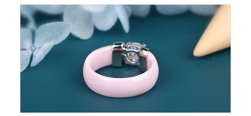 Стиль 6 мм керамические кольца черно-белое кольцо с кубическим цирконием для женщин золотые металлические гладкие Свадебные ювелирные изделия, обручальное кольцо