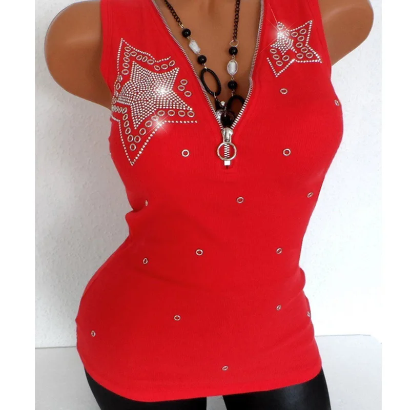 

Hot Large Size New Fashion Summer T Shirt Women Plus Size Sleeveless Slim V Neck Tops Sexy Black Elegant Work Cotton Tshirt Lady