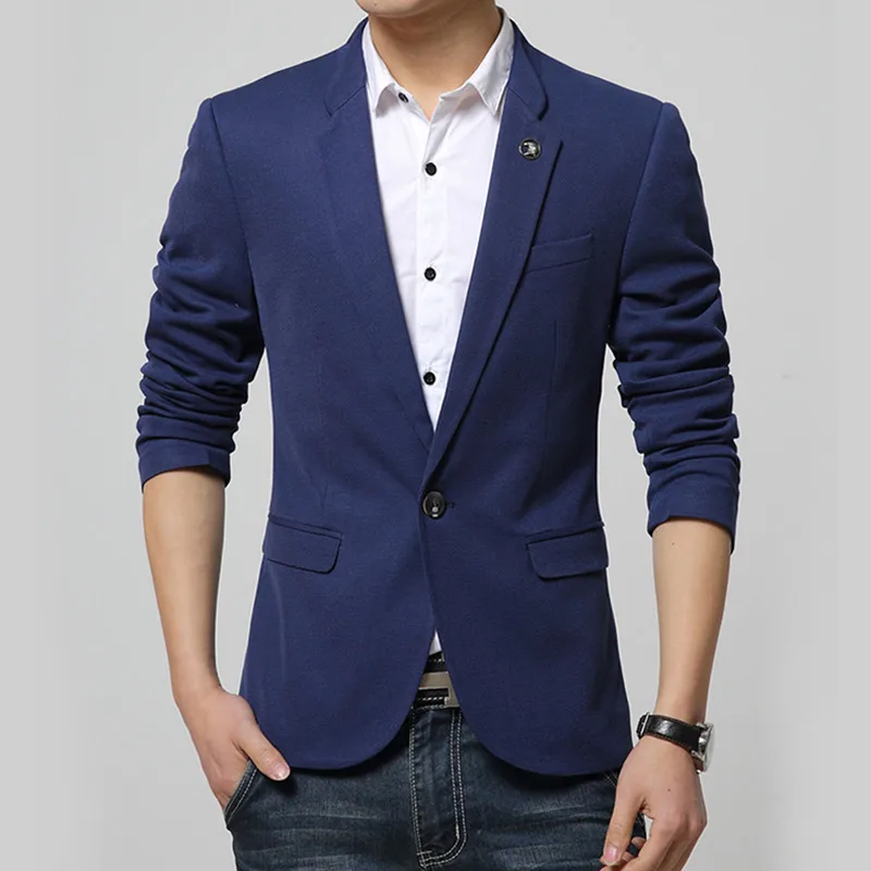 Mens Slim Fit One Button Blazer Jacket Generic Men Solid Slimming Long