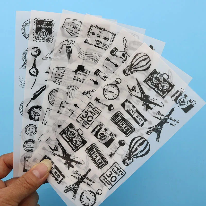 

6 Pieces/bag, Boy And Girl Life Imprint Transparent Sticker Diy Student Stationery Decorative Photo Album Diary Scrapbook Gift