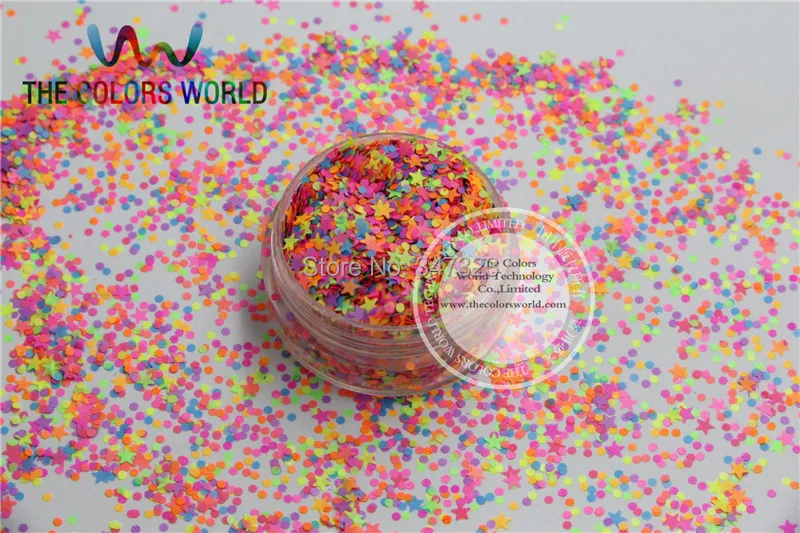 Misture o Brilho Solvente do Brilho do Ponto e das Estrelas da Cor de Néon para o Esmalte Resistente para Esmalte Acrílico Supplies1pack = 50g Rsn31-68 o 4 Beleza e saúde