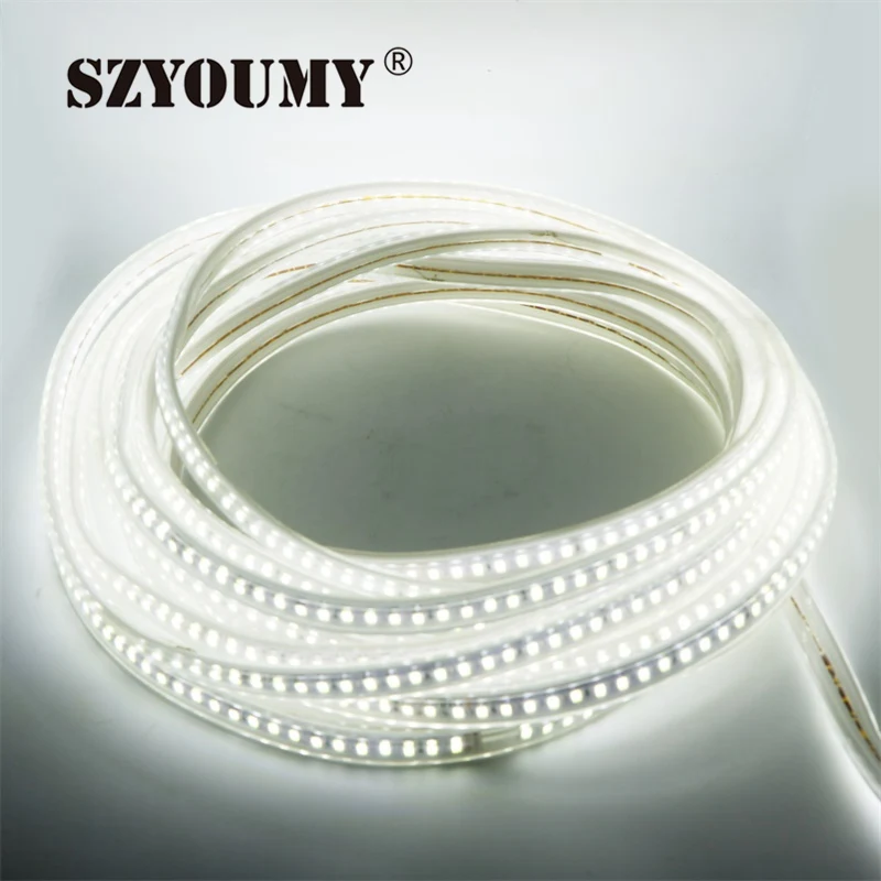 SZYOUMY 120 светодио дный s/m 220 В SMD 5630/5730 Светодиодные ленты холодный белый/теплый белый гибкие ленты света Водонепроницаемый IP67 + Питание