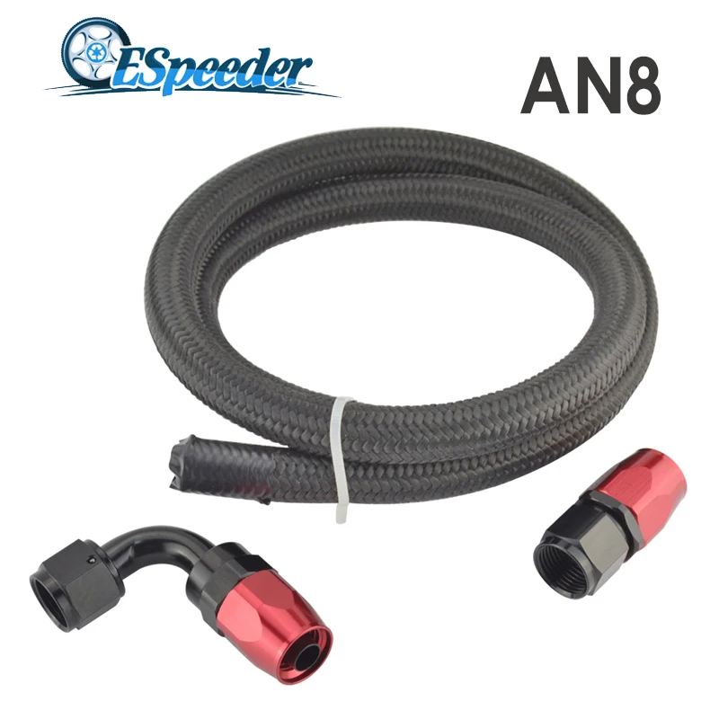 ESPEEDER AN8 прямой установки 8 90 градусов вращающийся конец шланга Adapter Kit 1 метр AN8 Нейлон Плетеный черный трубка для жидкого топлива 3.3FT