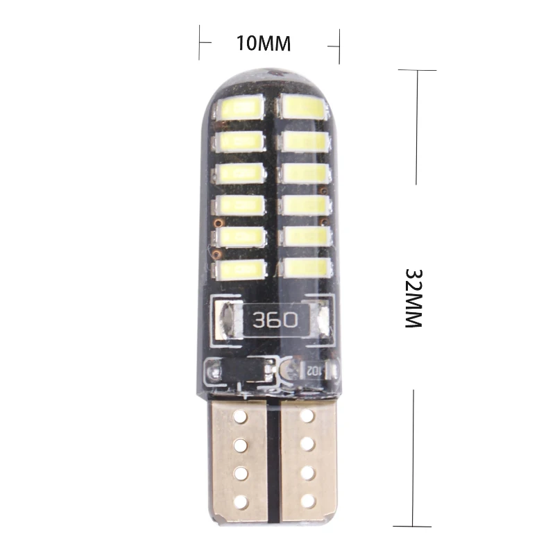 RXZ 10 шт. T10 W5W светодиодный силиконовый гелевый свет 194 168 3014 24SMD светодиодные лампы