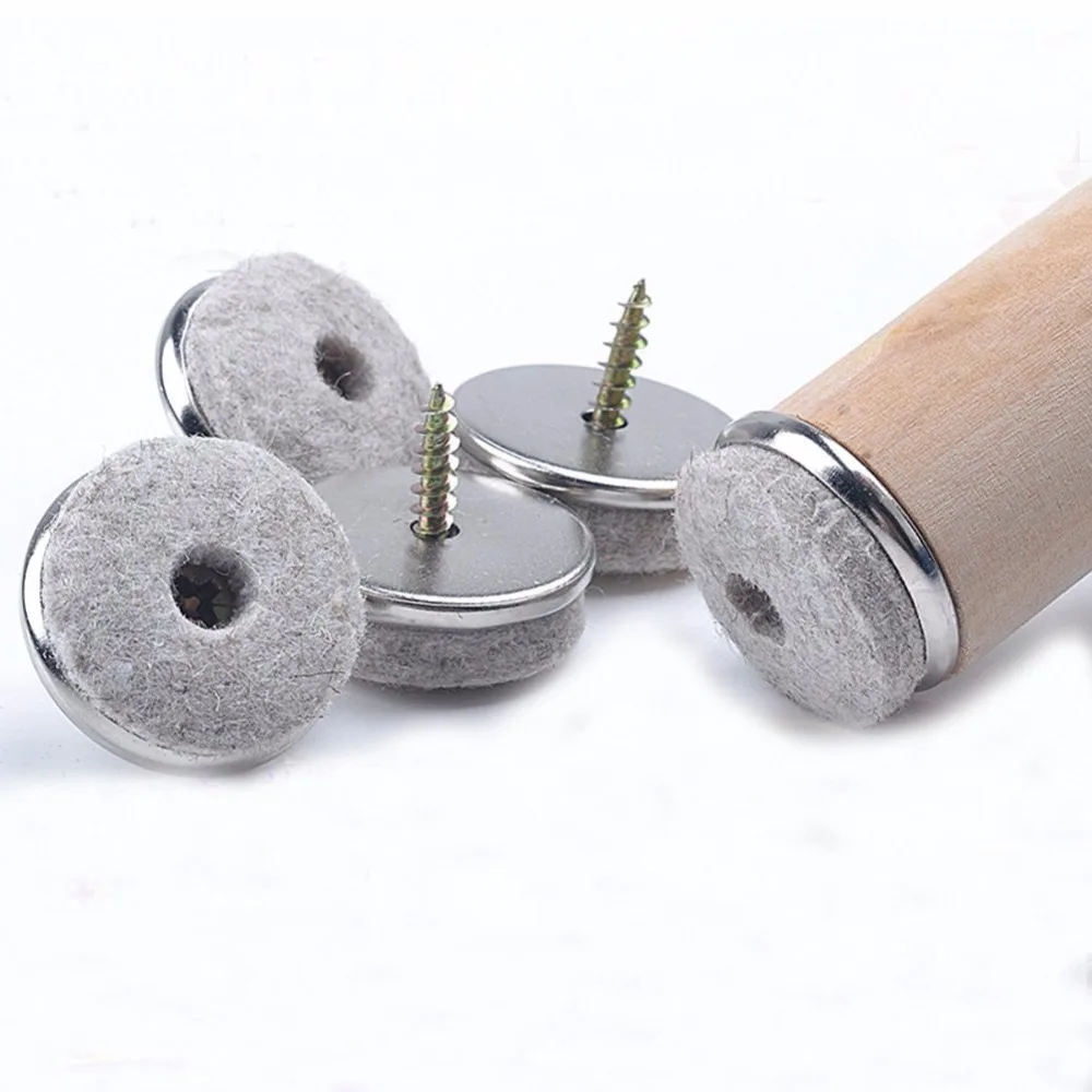 22-24-28-38mm-Dia-Felt-furniture-Sofa-Chair-Leg-Nonslip-Screw-Floor-Silver-Anti-skid