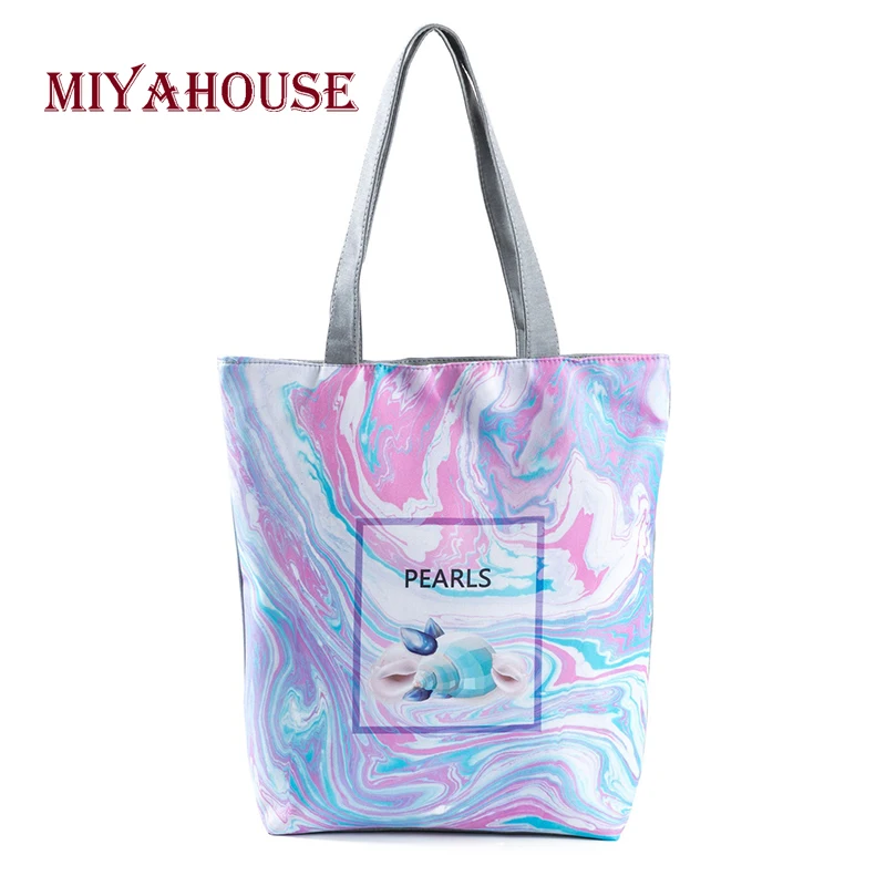 Miyahouse Повседневная цветная сумка с рисунком для женщин мягкая холщовая летняя