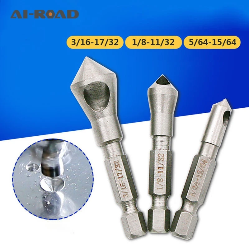 

3pcs Countersink Drill Bit HSS Titanium Coated Deburring Tool Bit Woodworking Tools for Cutting Through Metal Wood Drill Bits