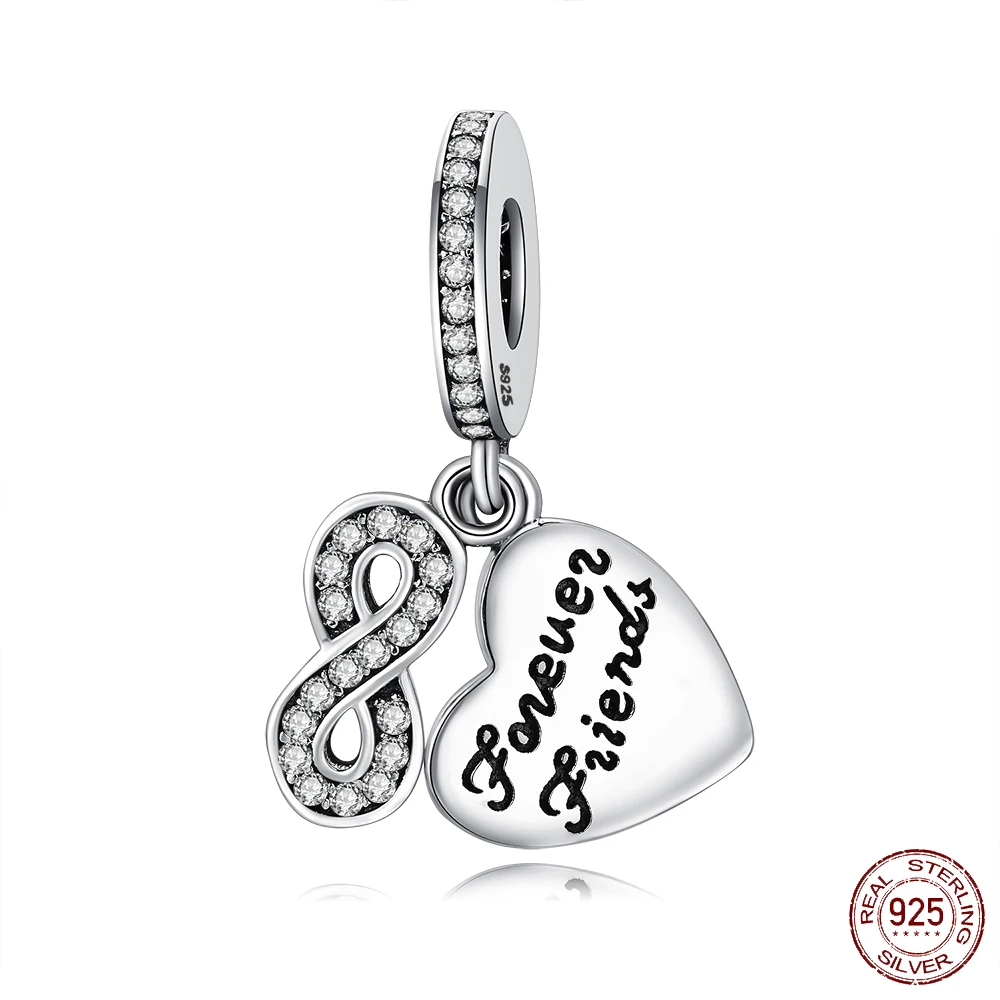 

Authentic 925 Sterling Silver Charm Forever Friend Heart Pendant Beads For Original Pandora Charm Bracelets & Bangles Jewelry