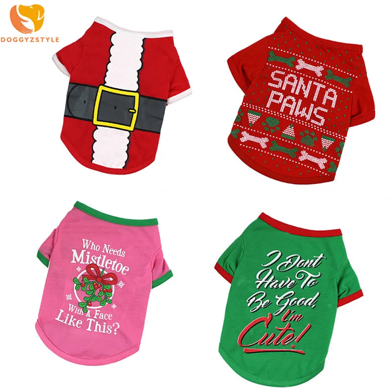 DOGGYZSTYLE Pets Cotton Dog Vest Christmas Cute Comfortable Doggy Pet