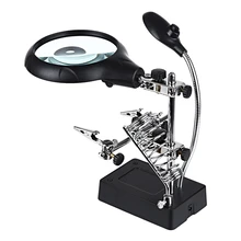 Новое увеличительное стекло 5 светодиодный Вспомогательный зажим Лупа 2 Сменные линзы ручной паяльник подставка держатель станция
