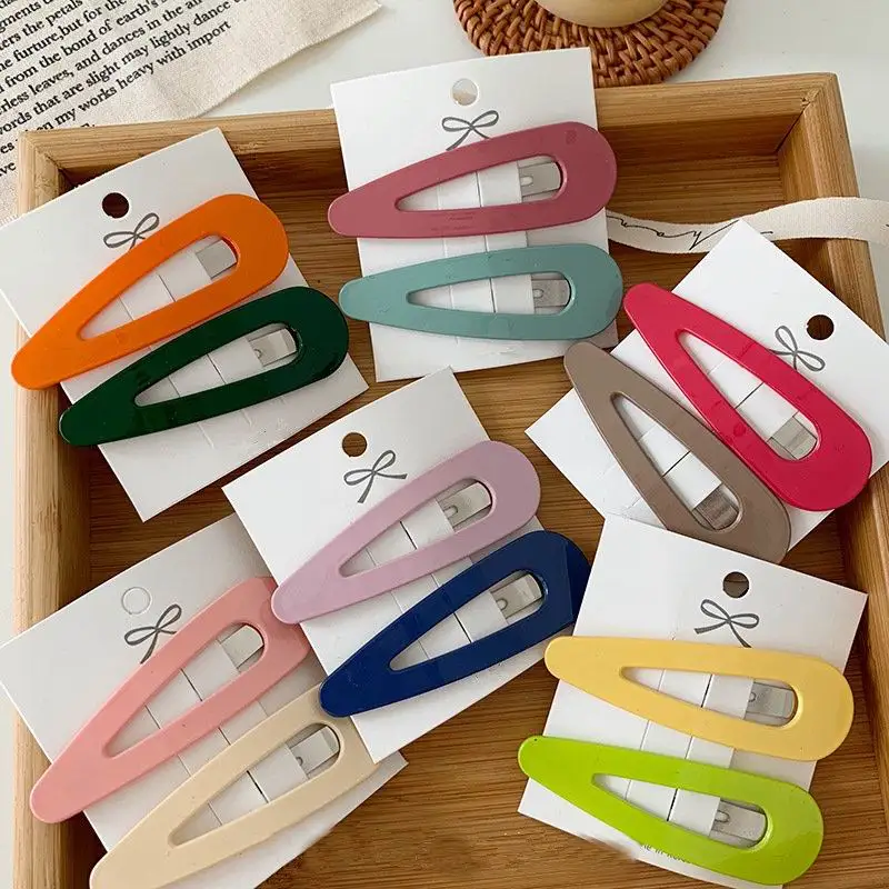 

New Vintage Hollow Waterdrop BB Clips For Women Girls Hair Accessories Summer Hair Jewelry Colorful Resin Hairpins Hairgrips