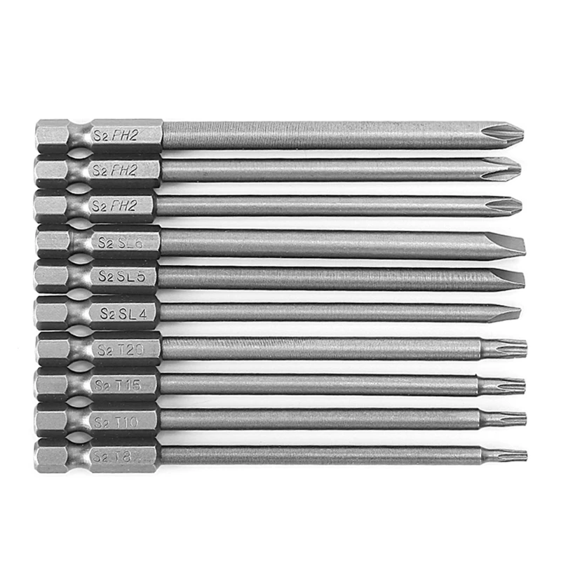 

10 Pcs Magnetic Torx Screwdriver Bit+Slotted Screwdrive Head+PH2 Screwdriver Set L15