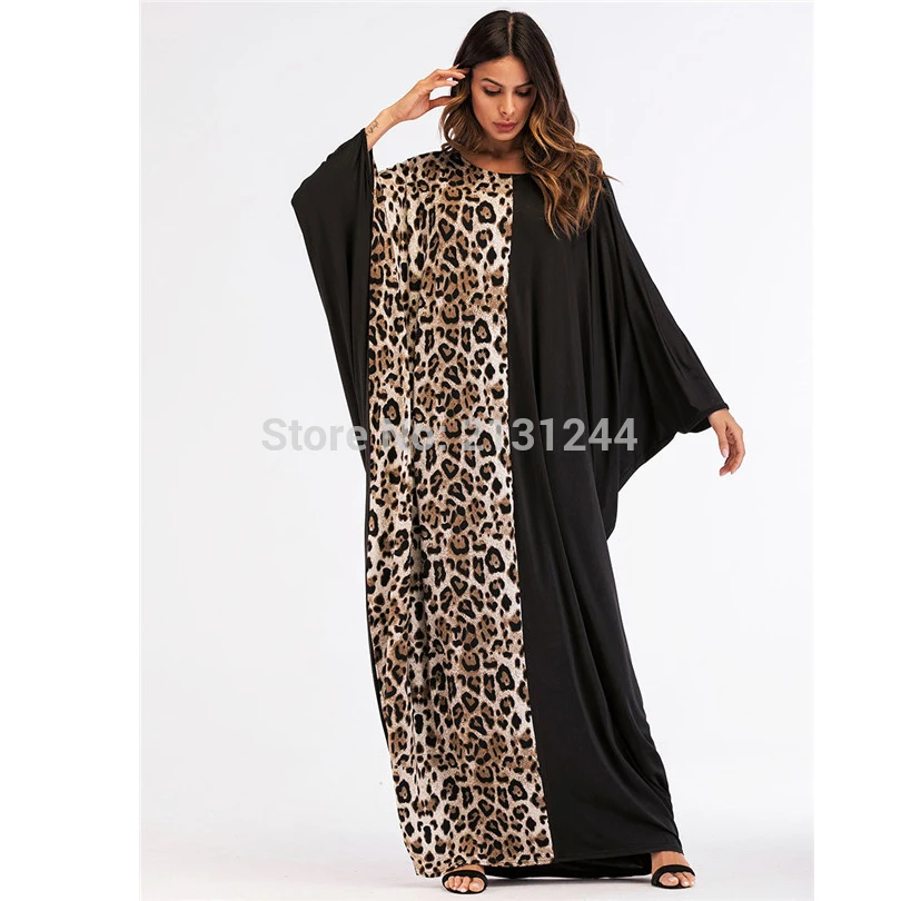 Женское длинное платье с леопардовым принтом Abaya мусульманское макси в стиле