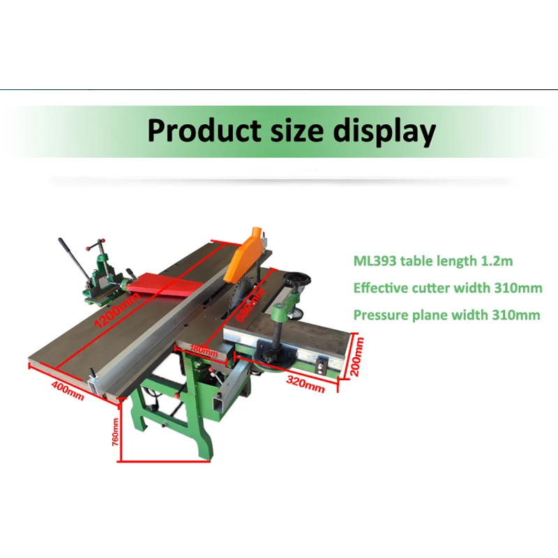 Raboteuse électrique à tronçonneuse 220V 4200r/min, largeur de rabotage de 310mm, outil de travail du bois, multifonction ML393B