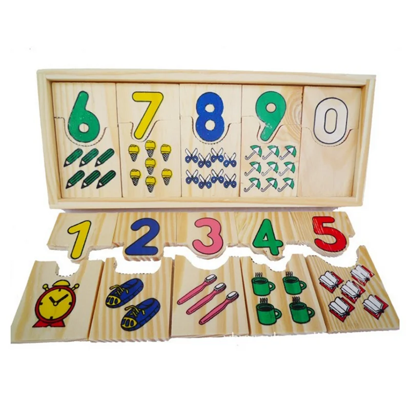

Montessori Kids Educational Wooden Toys for Children Math Puzzle Teaching Logarithmic Matching Plate Board Digital Games 2019