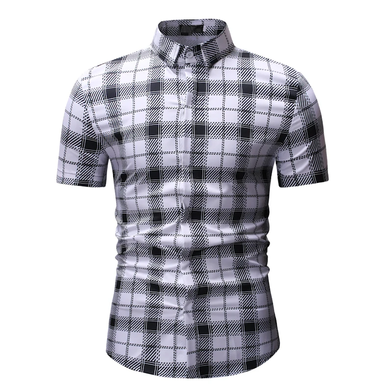 MOGU брендовые летние Гавайский Стиль Для мужчин короткий рукав блузка Slim Fit