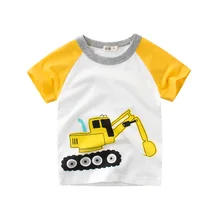

Cartoon T Shirt For Kids 2018 Summer Children's Tops Cotton Tees Baby Excavator Print T-shirts Boys Clothing Girls Clothes