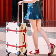 Пояс для путешествий женский ретро бренд Скалка багаж Спиннер 28 дюймов высокая емкость модные дорожные сумки пароль каюта чемодан колеса