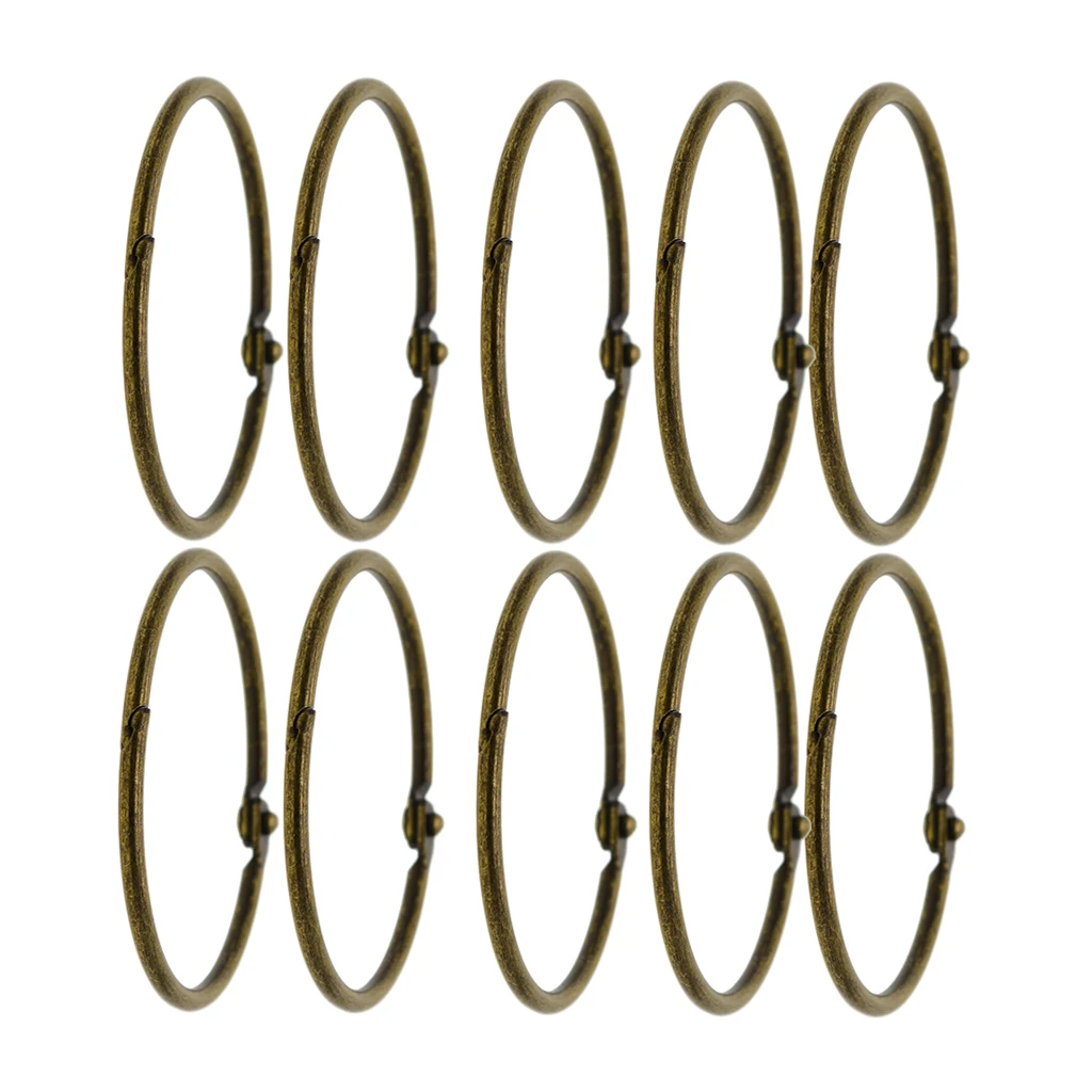 10 Pieces Round Shape Metal Paper Photo Album Book Loose Leaf Hinged Binder Ring Key Ring Keychain DIY Craft, Diameter 73mm