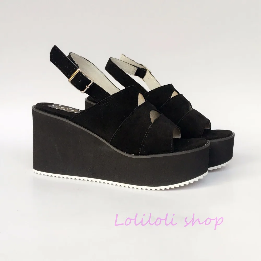 Multiple Hebilla Princesa Gamuza Sandalias De Loliloli Cuñas Japonés Dulce Negro Vaca Tamaño Lolita An7546 Zapatos Diseño Yoyo Gran Correa fHw6AfxUq