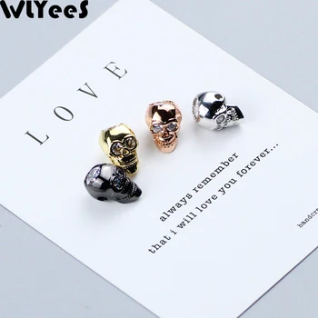 

WLYeeS 4pcs white zircon Skull Pendant Copper Spacer beads Inlay Crystal metal Loose bead supply For Jewelry bracelet making DIY