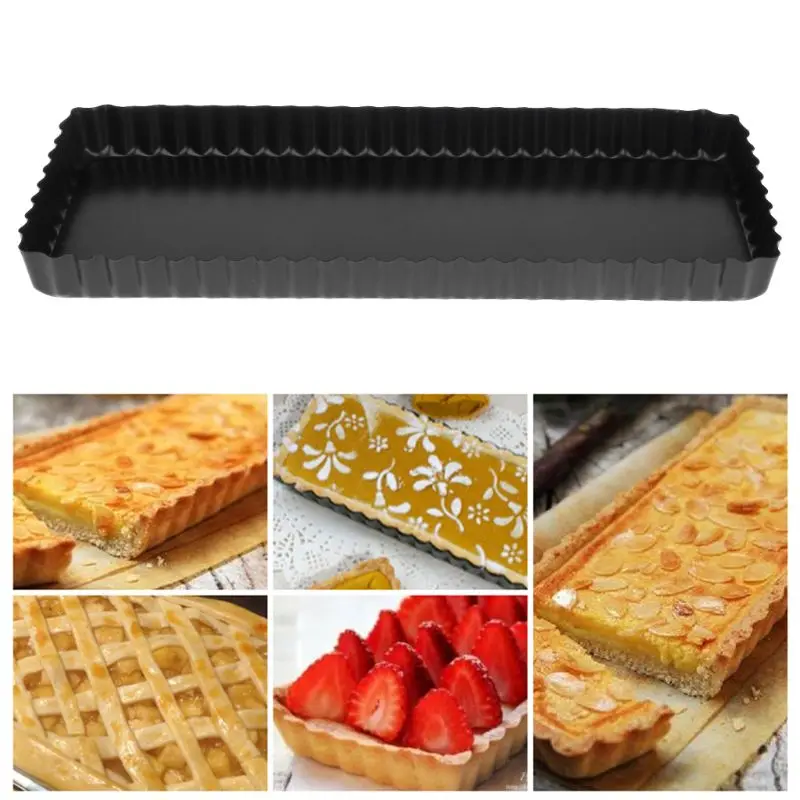 

Cake Tools Fluted Pie Tart Pan Mold Baking Removable Bottom Nonstick Quiche Tool Rectangle Cake Tools